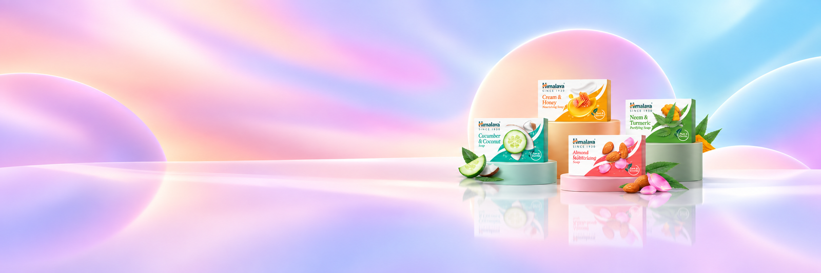 Σειρά σαπουνιών Himalaya Cucumber Coconut, Cream Honey, Almond και Neem Turmeric